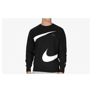 Nike Sportswear Swoosh Sweatshirt Black White Sz M $80 NWT